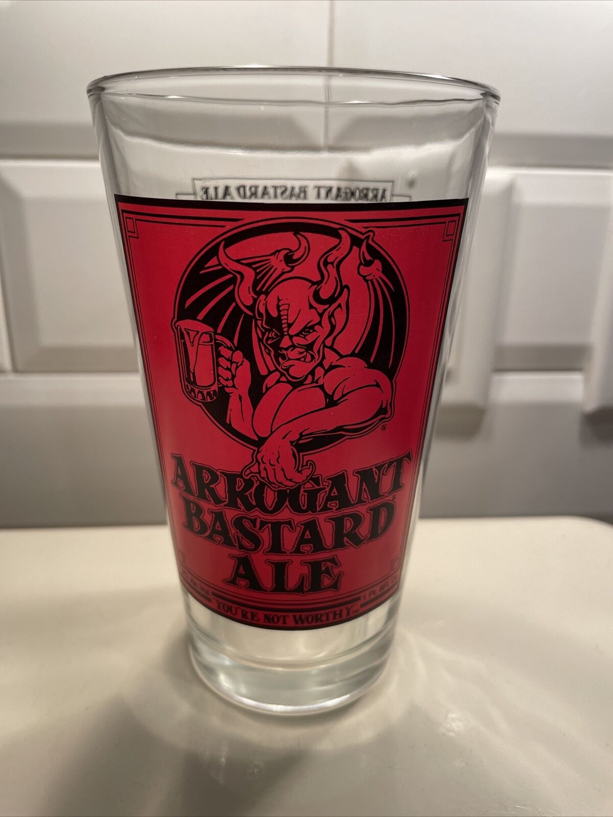 Arrogant Bastard Ale - Stone Brewing Beer Pint Glass - “You\'re Not Worthy”