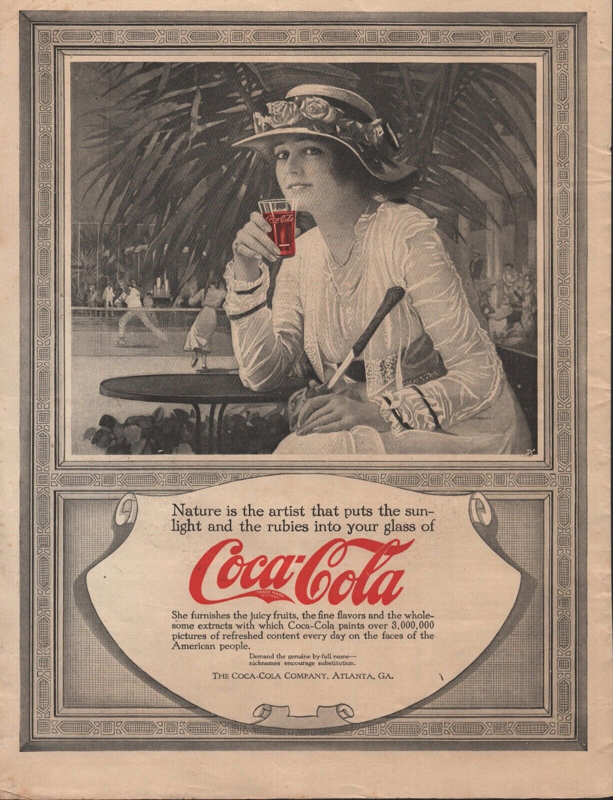Coca-Cola - 1917 - Women Watching Tennis - Vintage Magazine Advertisement