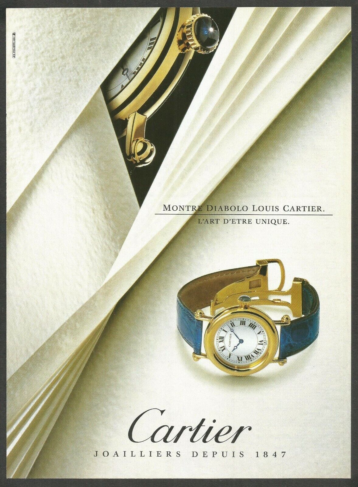CARTIER Montre Diabolo Louis Cartier - 1993 Vintage Print Ad