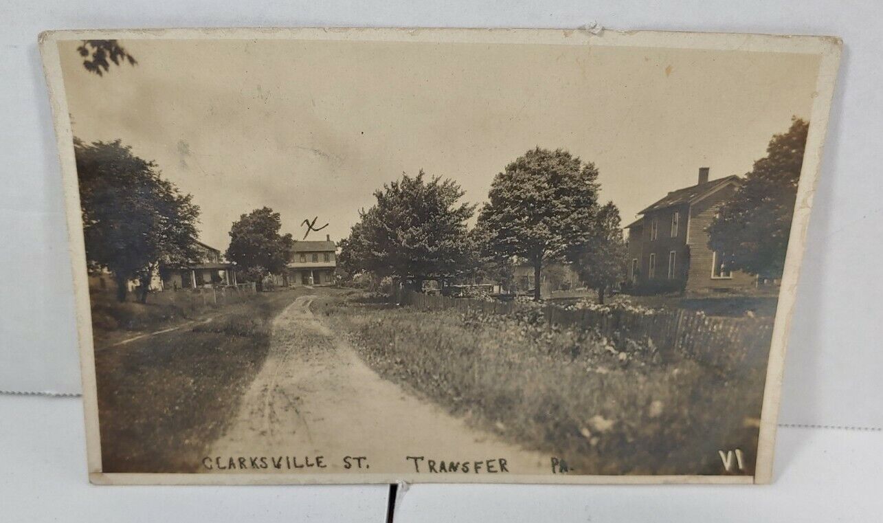 Vtg RPPC Clarksville Street Transfer Pennsylvania PA Postcard Postmarked 1909