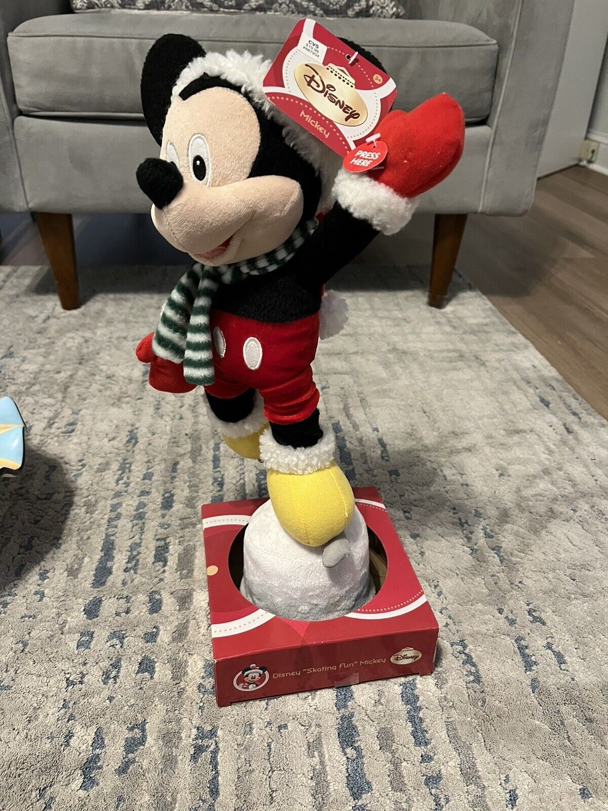 VTG Musical Mickey Mouse on Ice Skates Plays Songs Squeeze Hand to Play New CVS