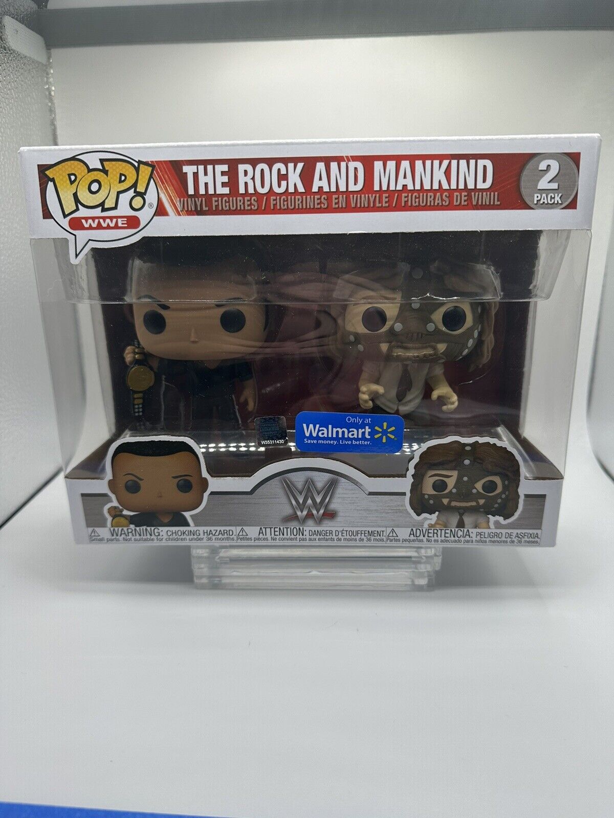 Funko Pop 2 Pack WWE ROCK and MANKIND Vinyl Figures Walmart Exclusive