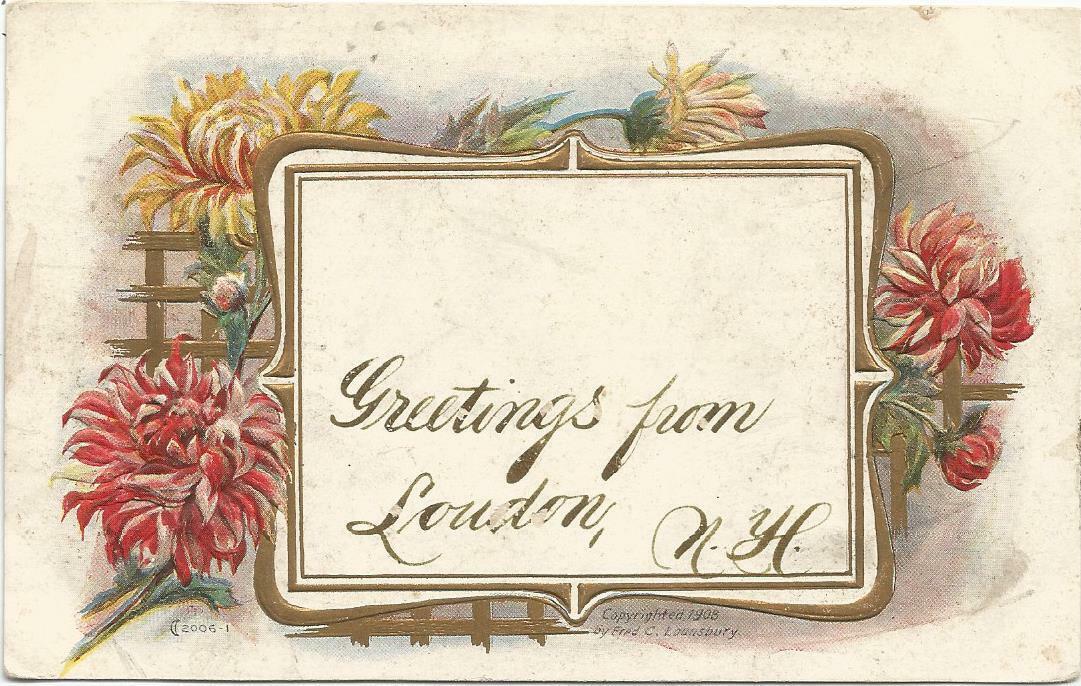 Loudon, NH New Hampshire 1908 Postcard, Greetings From by Lounsbury