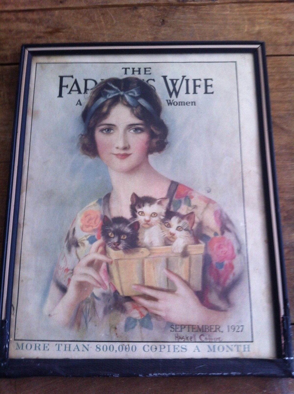 The Farmers Wife framed cover  September 1927 Kittens in basket framed