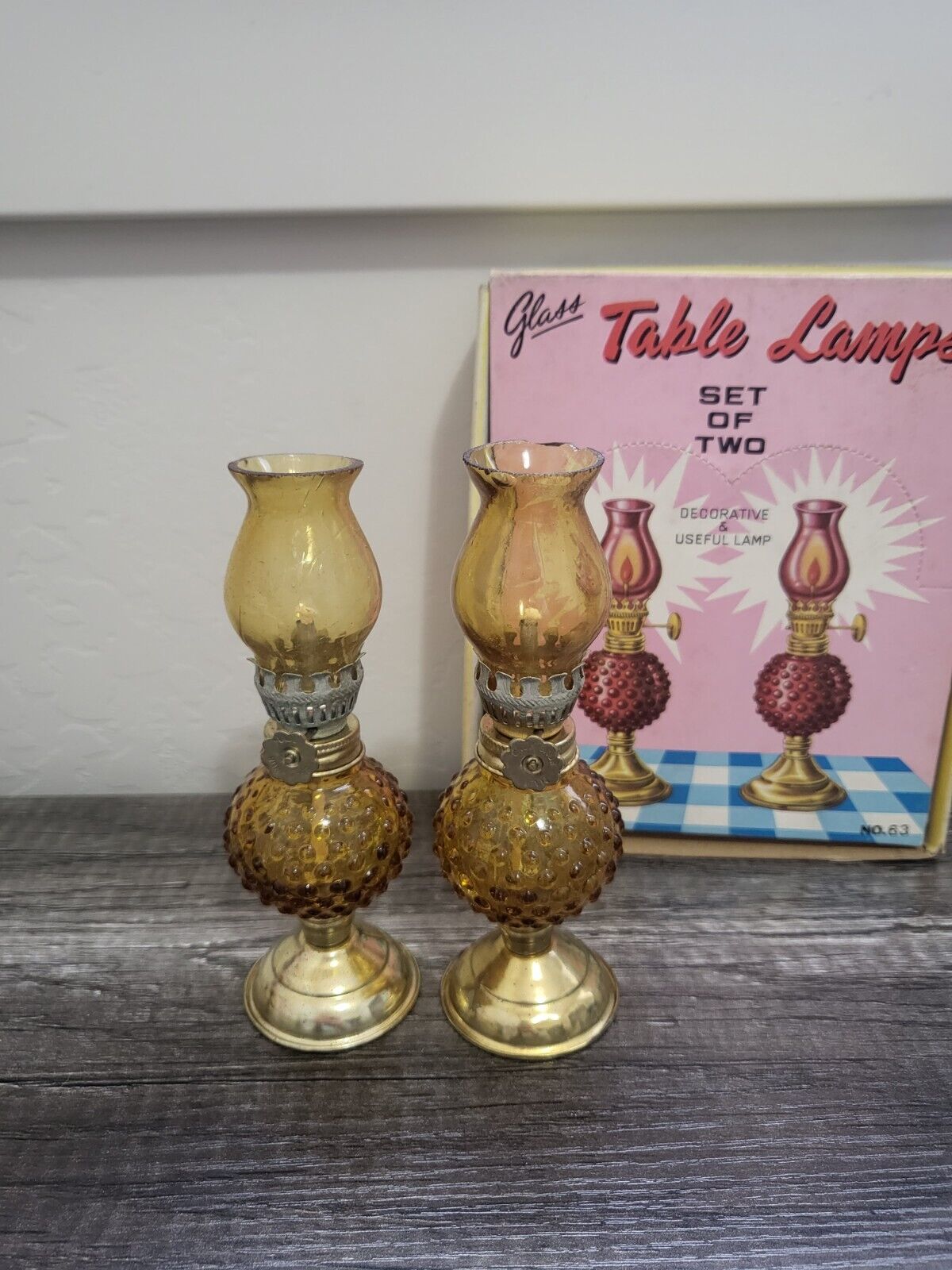 2 Vintage In Box Fairy Brand Decorative Glass Oil Lamps AO