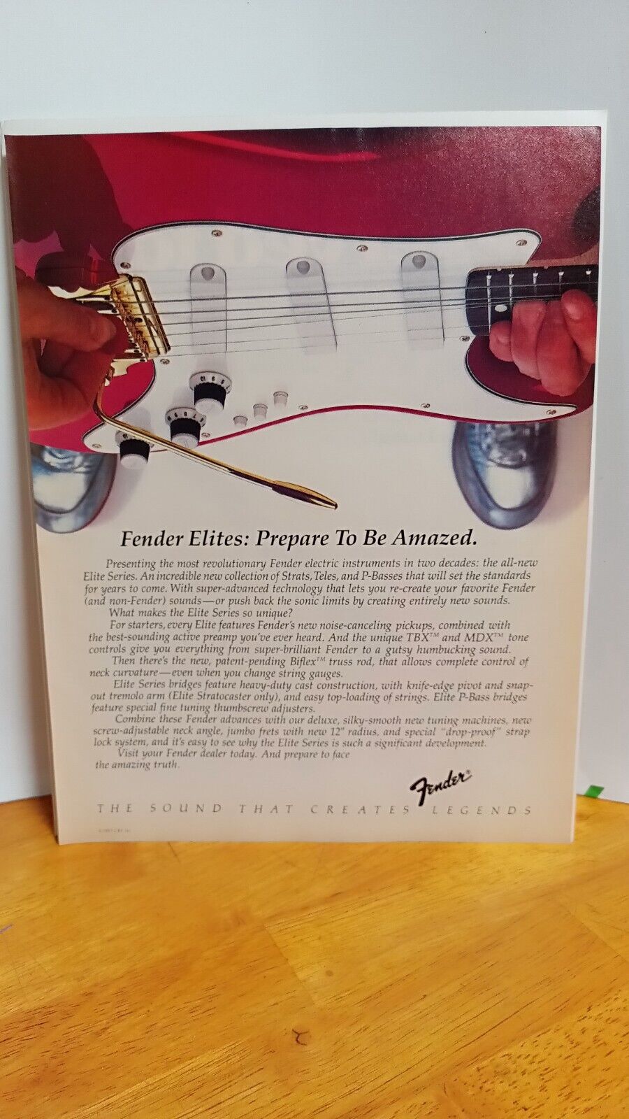 FENDER ELITE STRATOCASTER GUITARS 1983 PRINT AD 11 X 8.5 FENDER JAPAN.,