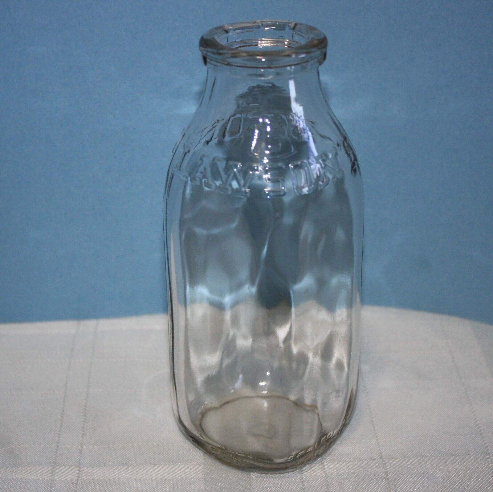 Vintage Lawson\'s Clear Glass Milk Bottle One Pint