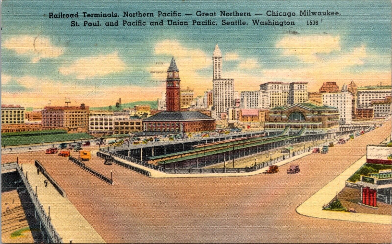 Railroad Terminals Norther Union Pacific Chicago Seattle Wash. Postcard
