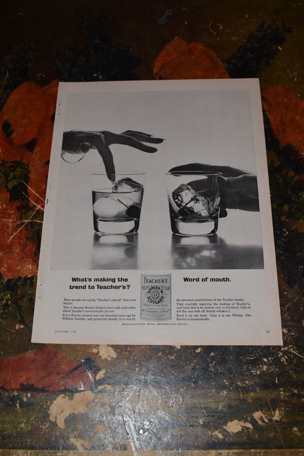 Vintage 1963 Teacher's Scotch Whisky Print Ad.
