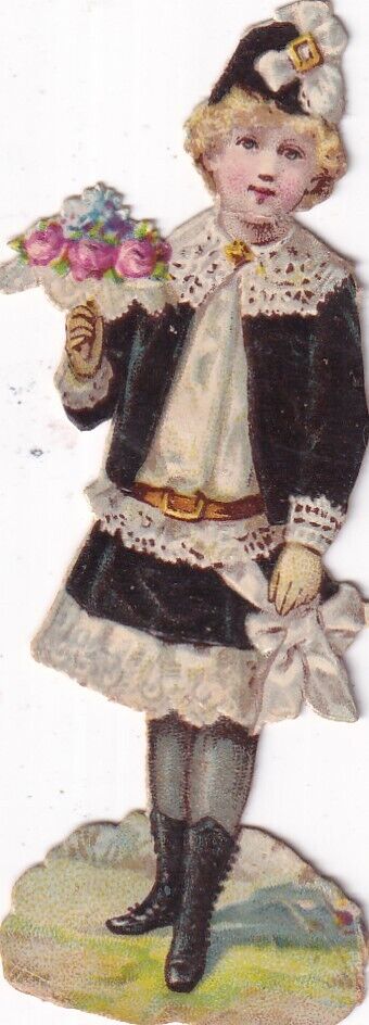 1800\'s Victorian Die Cut Scrap -Cutie in Black & White -#B3