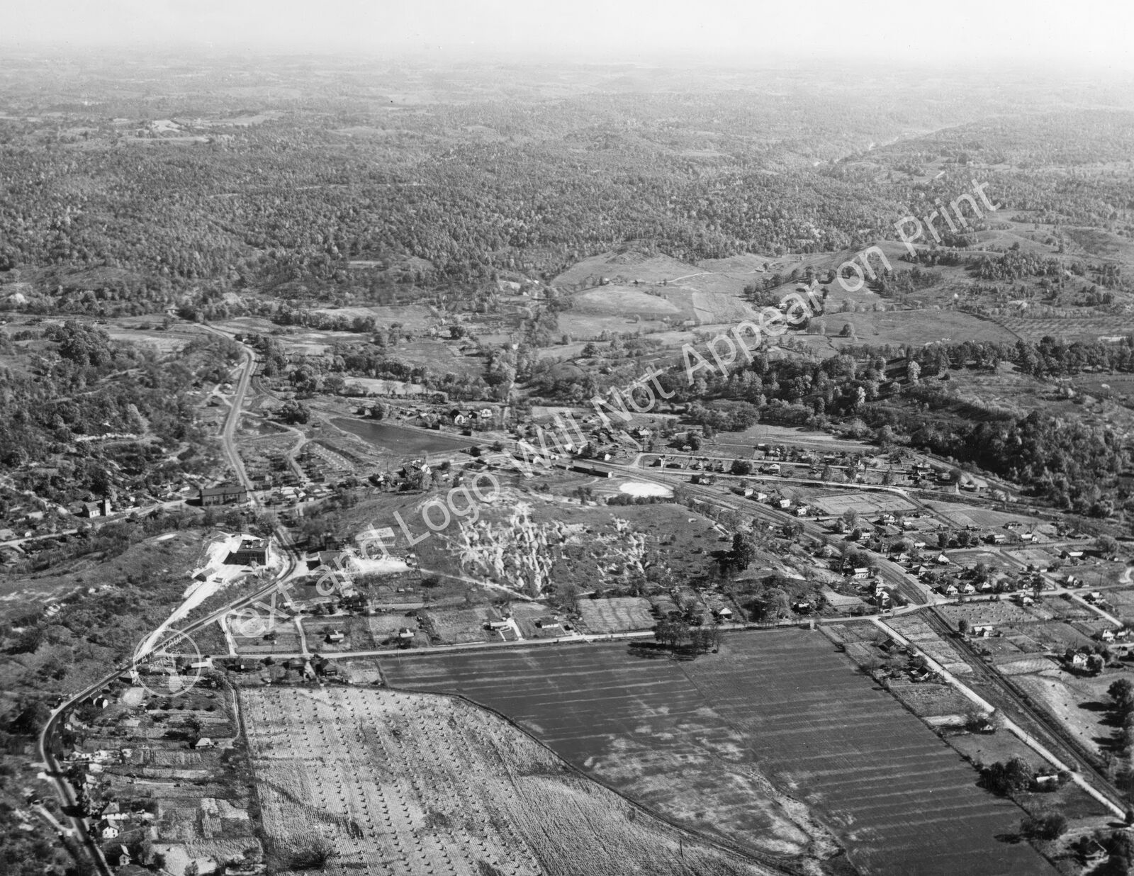 1940 Aerial View of Buchtel, Ohio Vintage Old Photo Reprint