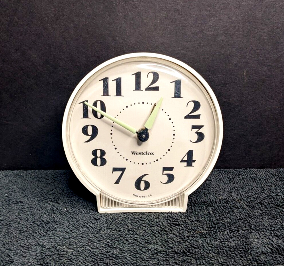 Vintage Mid Century Westclox Alarm Clock Made in USA Wind Up Glow in Dark Hands
