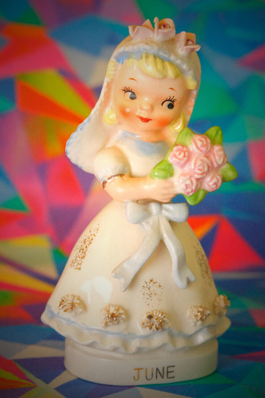 RARE June Bride Birthday Girl Angel Figurine Napco Norcrest Lefton  HTF CUTE