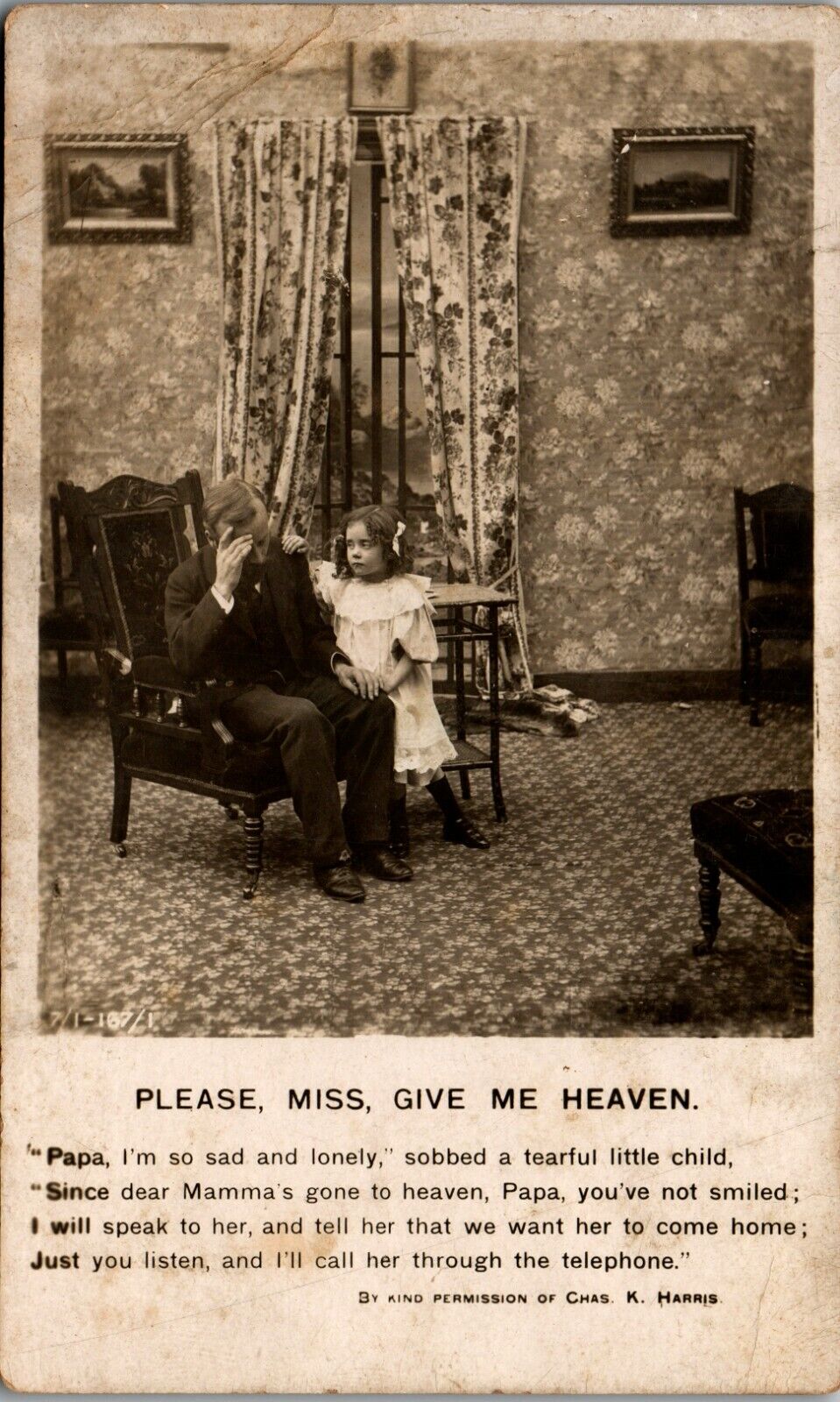 Please Miss give me heaven - telephone call - blue humor 1907 Era RPPC TT1