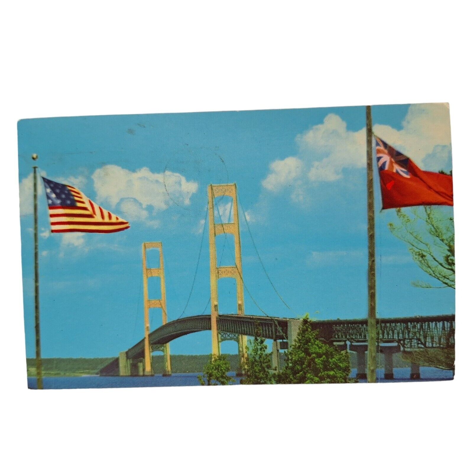 Postcard Mackinac Bridge World\'s Longest Suspension Bridge Chrome MI Posted