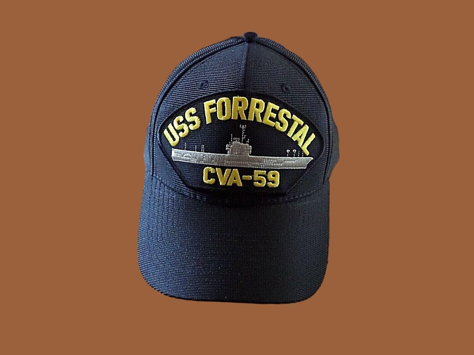 USS FORRESTAL CVA - 59 U.S NAVY SHIP HAT OFFICIAL MILITARY BALL CAP U.S.A MADE