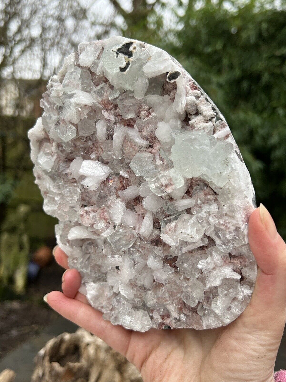 Pink Stillbite And Heulandite Cluster With Green Apophyllite Large AAA+ 910g 33