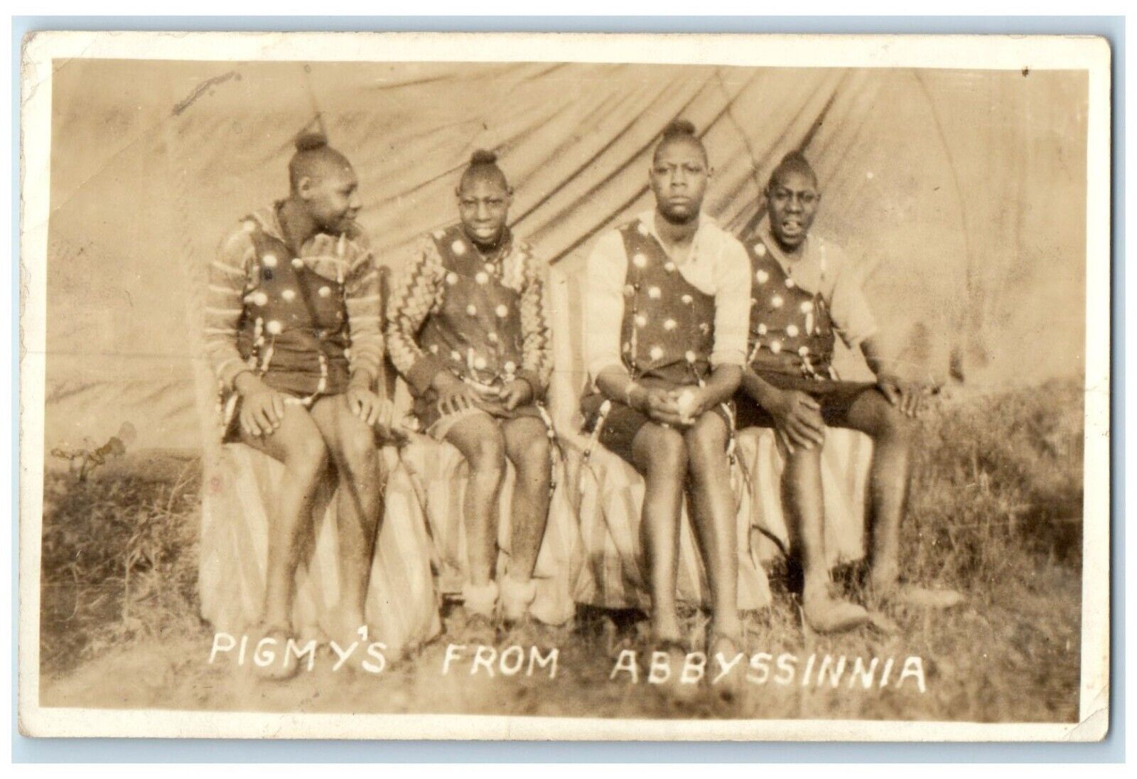 c1910\'s Pygmy Abyssinia Ethiopia Circus Sideshow RPPC Photo Antique Postcard