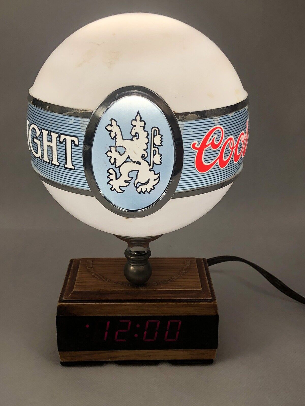 Vintage Adolph Coors Light Up Waterfall Globe Lamp Clock Wisconsin Made 1984