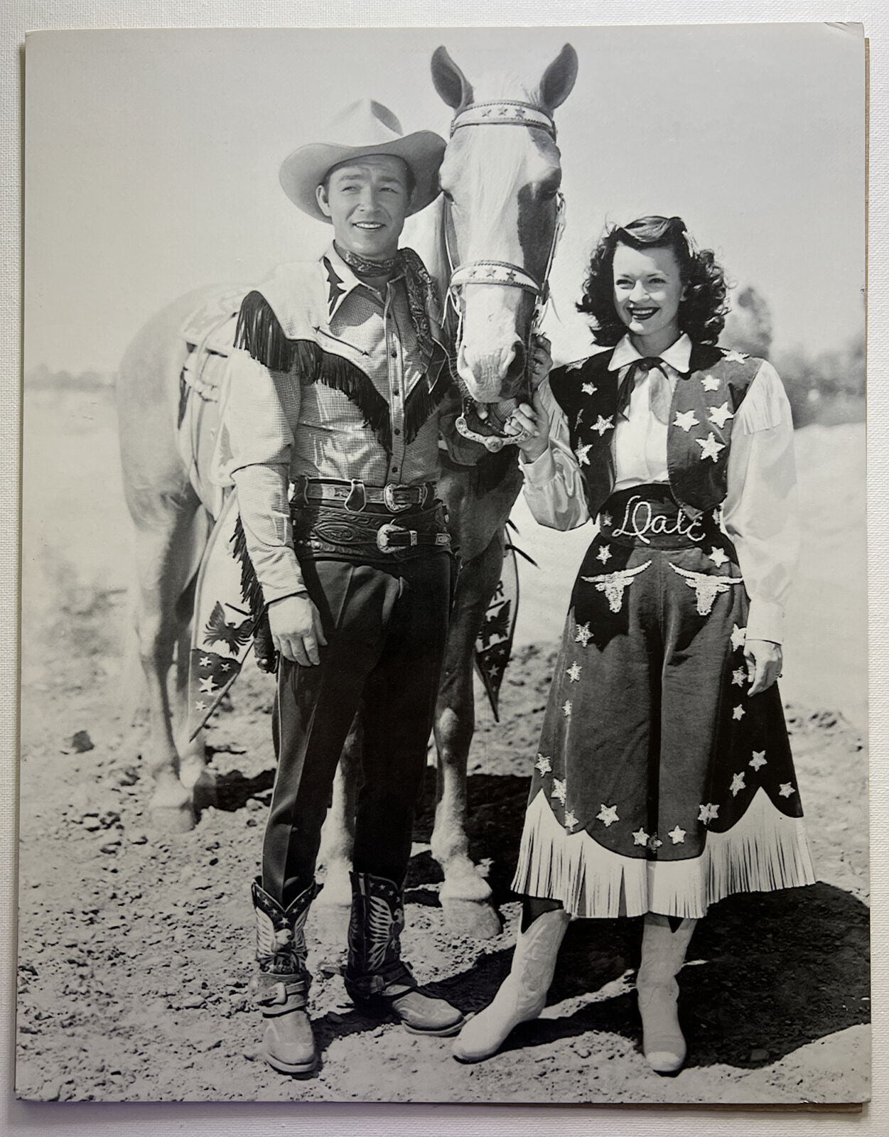 Vintage Western Roy Rogers & Dale Evans  W/ Trigger  11x17 Reprinted B/W