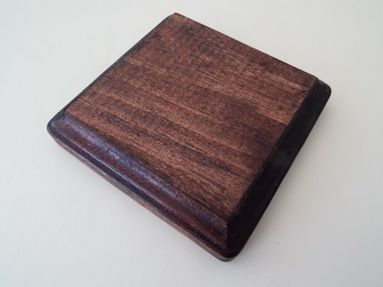 Large Mahogany Finish Square Wood Display Plaque. Display Stand.