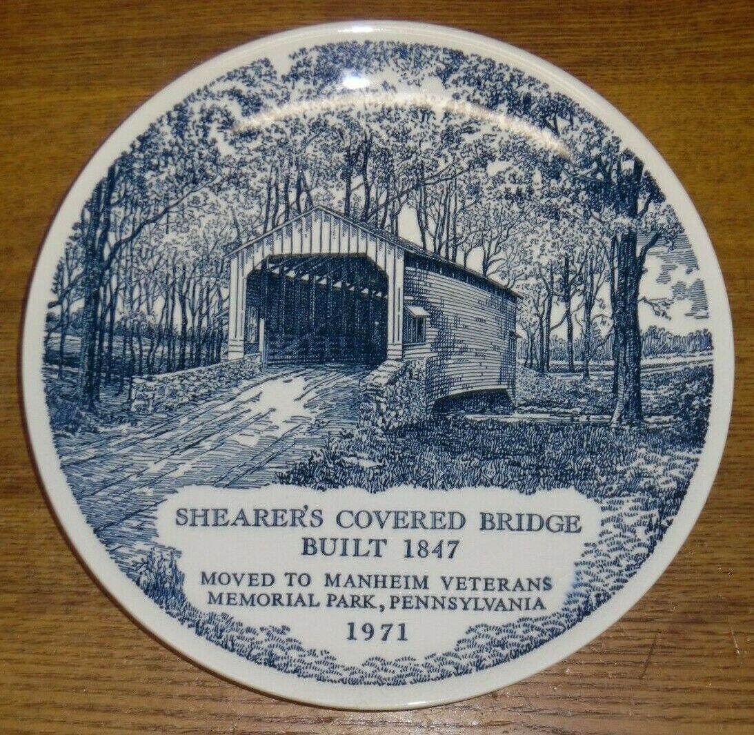 Vintage Kettlesprings Kilns Collector\'s Plate - Shearer Covered Bridge 1972 PA