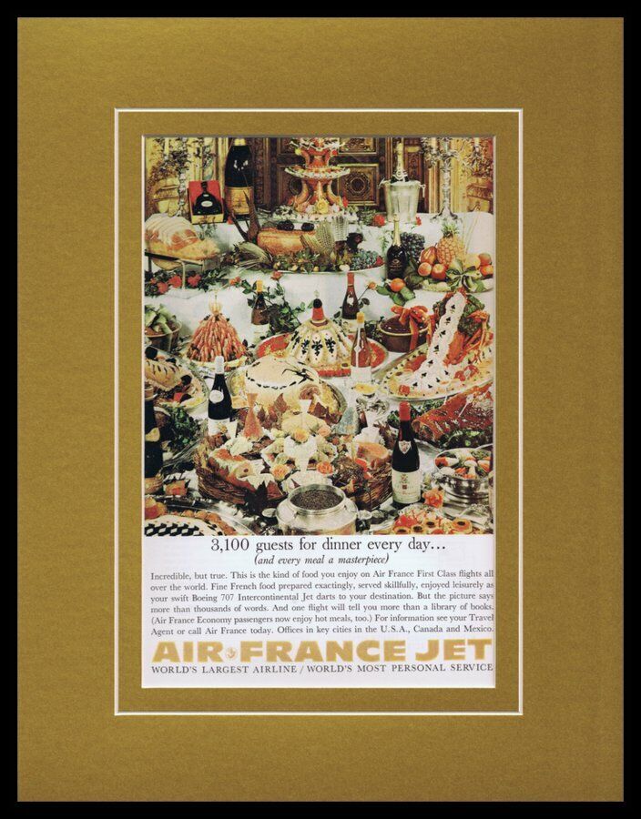 1966 Air France Jet Framed 11x14 ORIGINAL Vintage Advertisement 