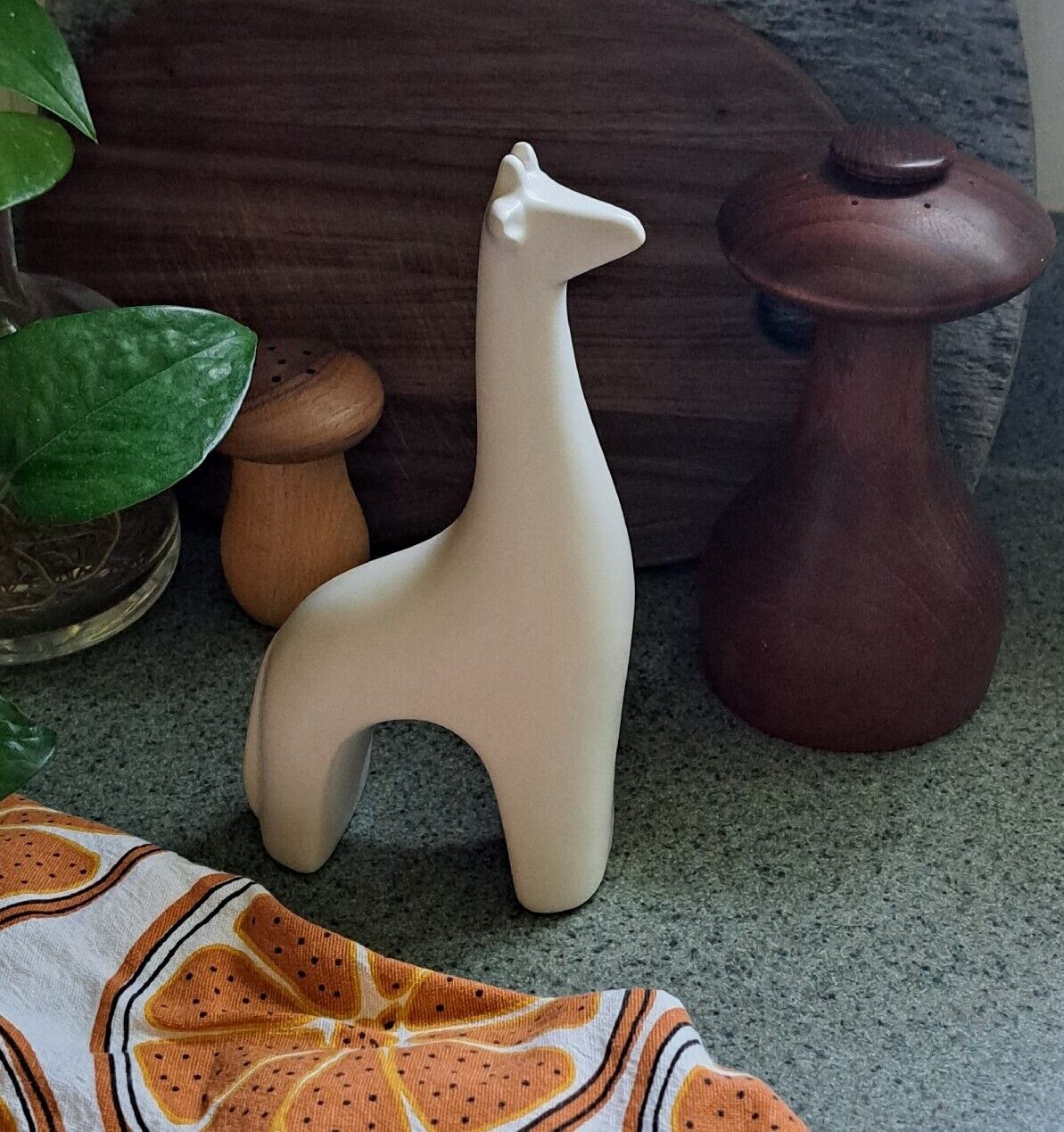 Mid Century Modern White Ceramic Giraffe Minimalist Modernist Decor Figurine 