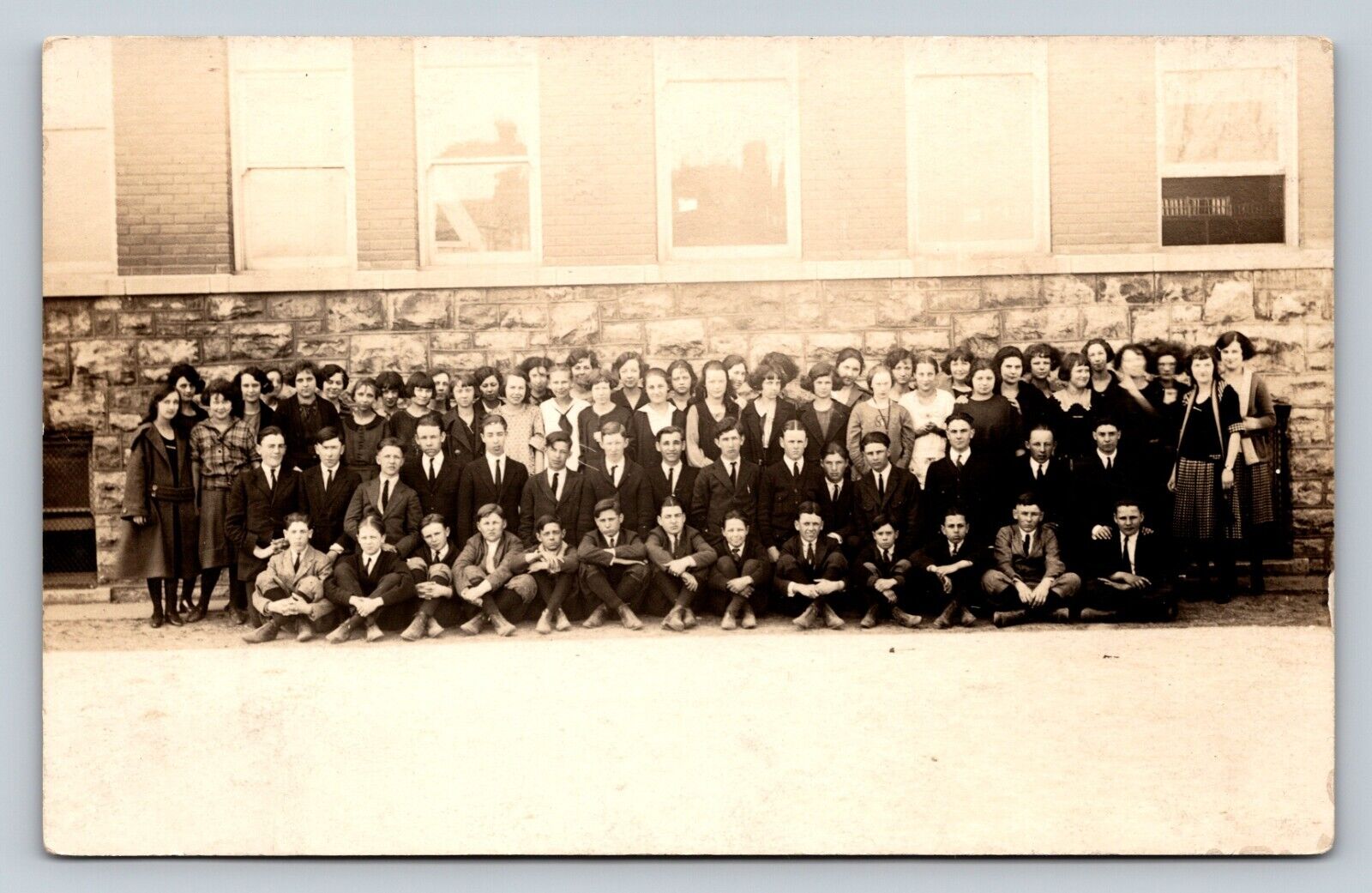 RPPC Group Photo School Students Dressed Nicely VINTAGE Postcard AZO 1918-1930