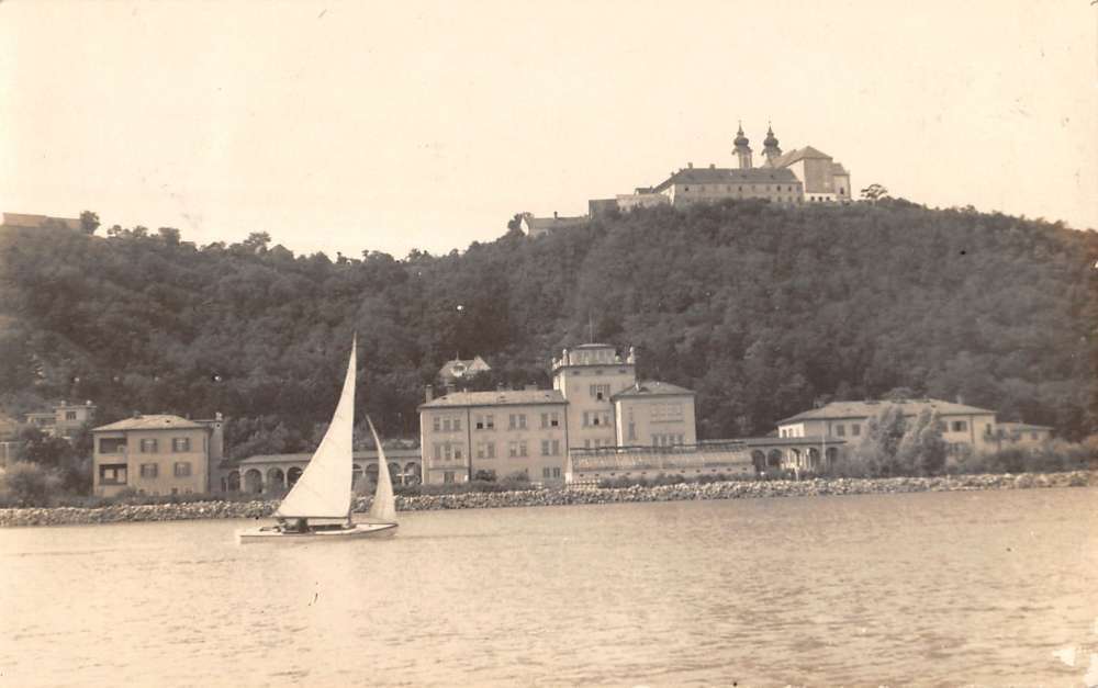 Tihany Hungary Sail Boat Lake Scene Real Photo Antique Postcard K17548