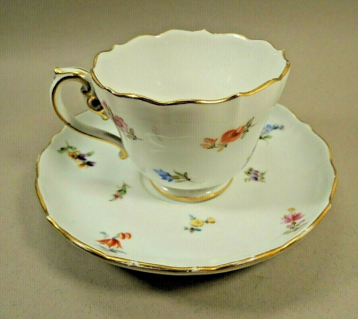 Antique 19th. Meissen Porcelain Teacup & Saucer