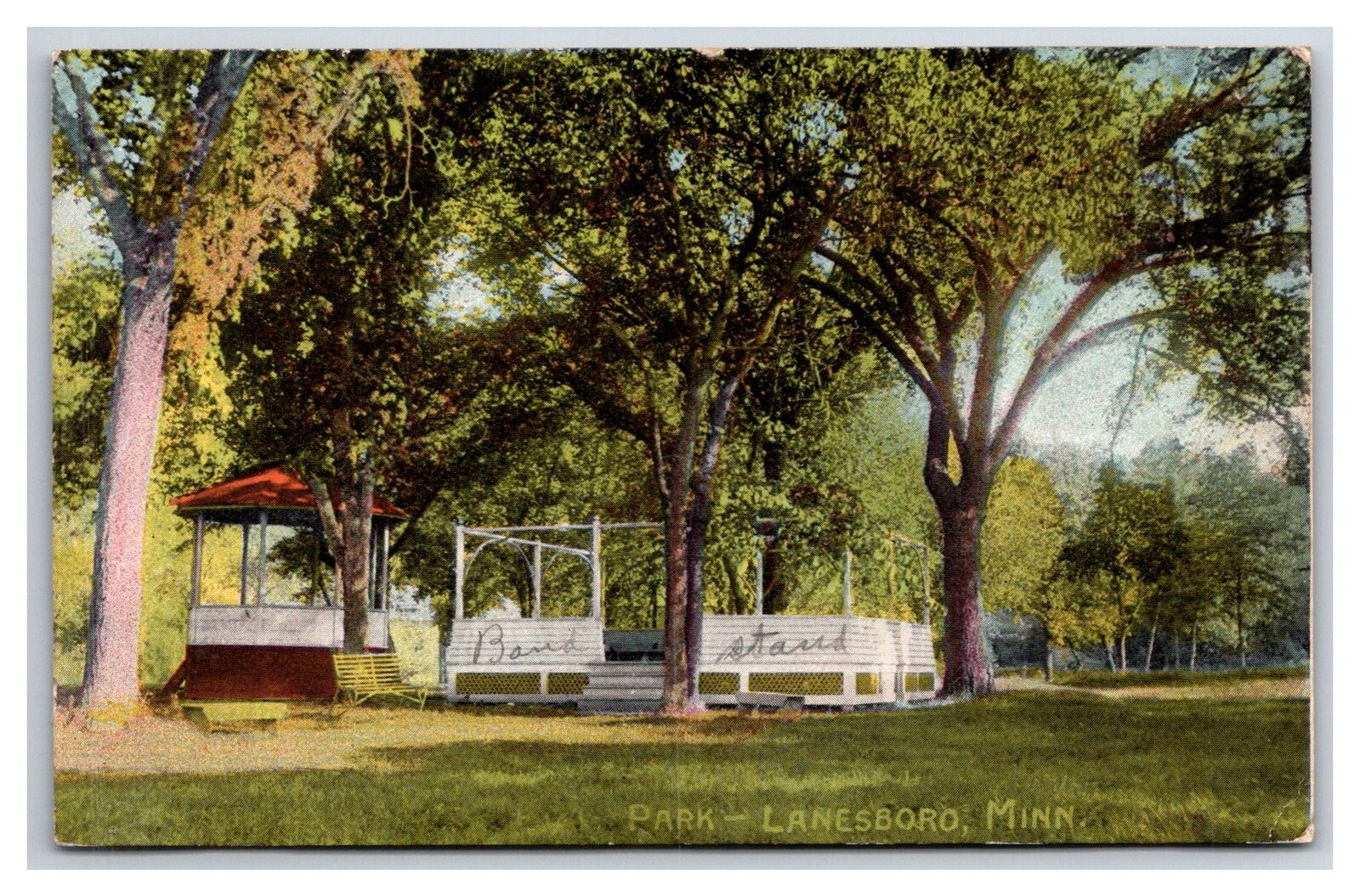 Gazebo Band Stand Park Lanesboro Minnesota MN 1909 Postcard