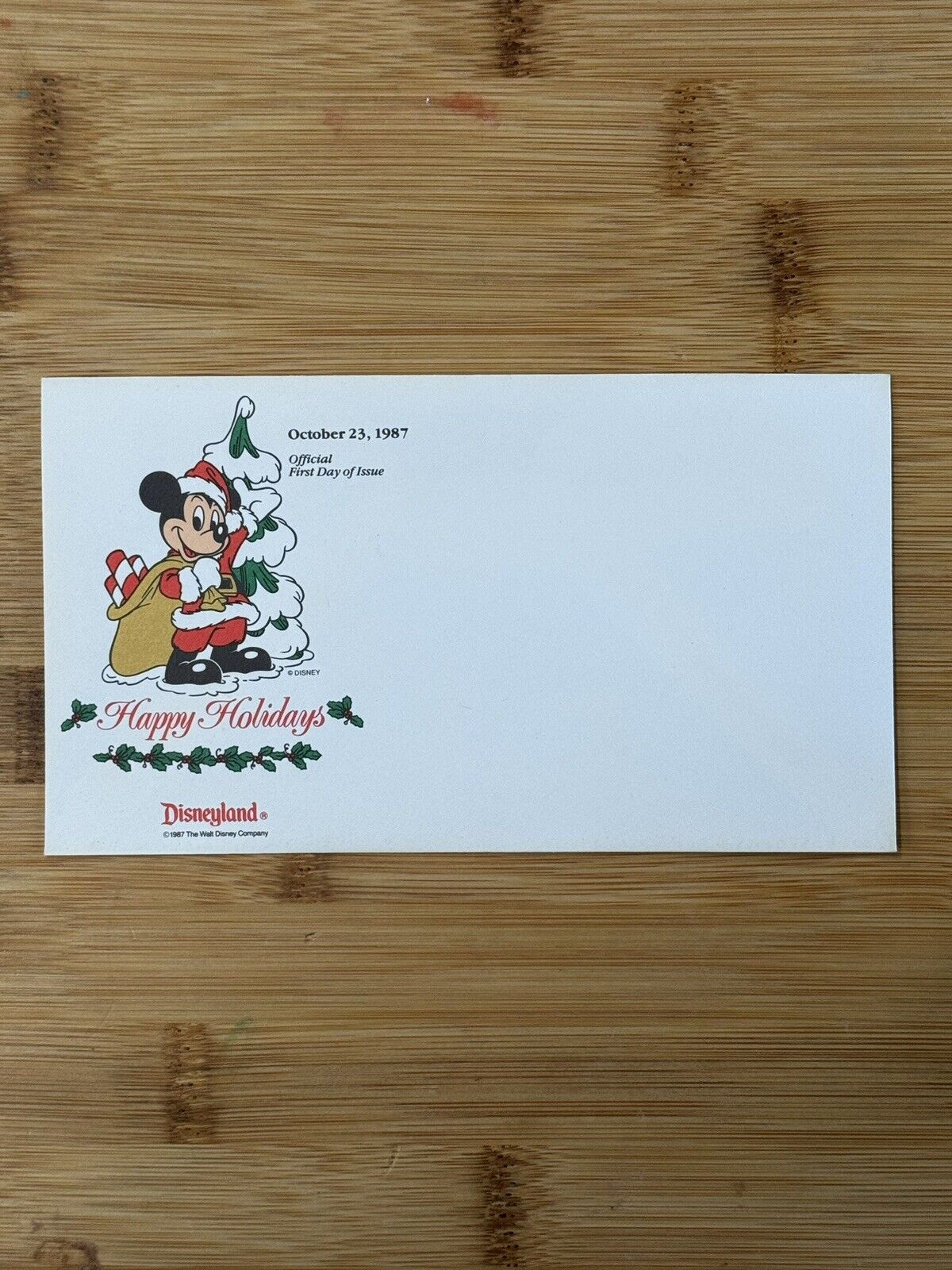 HTF Vintage Christmas Disneyland Santa Mickey 1st Day Of Issue Envelope 1987