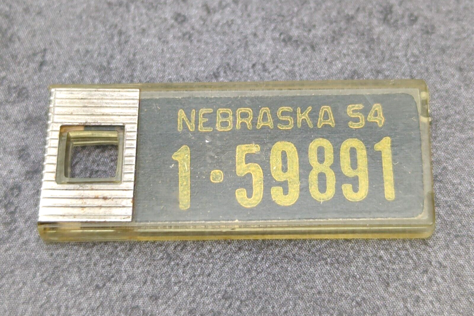 Vintage DAV Disabled Veterans Mini License Plate Key Fob Nebraska 1954