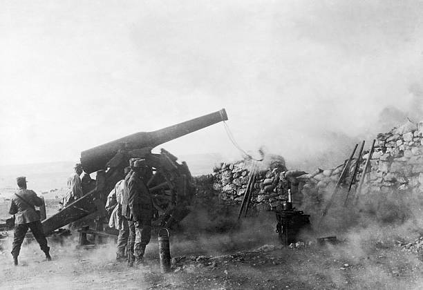 Italian Cannone da 149/35 artillery piece in action 1916 Old Photo