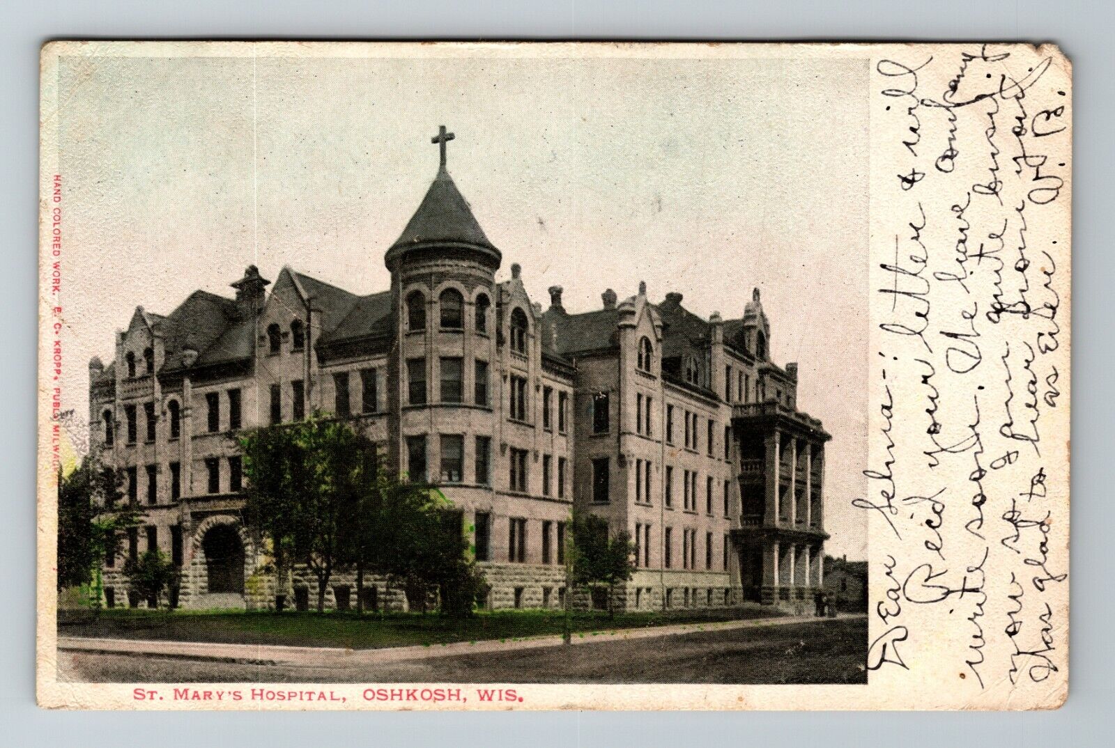 Oshkosh WI-Wisconsin, St. Mary\'s Hospital, c1907 Vintage Postcard