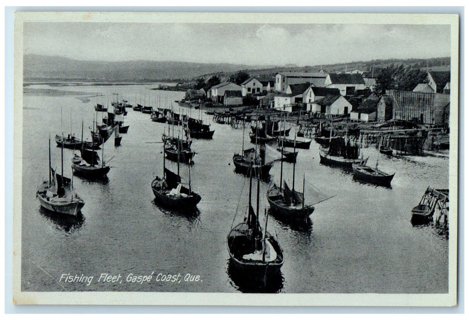 c1930's Fishing Fleet Gaspe Coast Quebec Canada Vintage Unposted Postcard