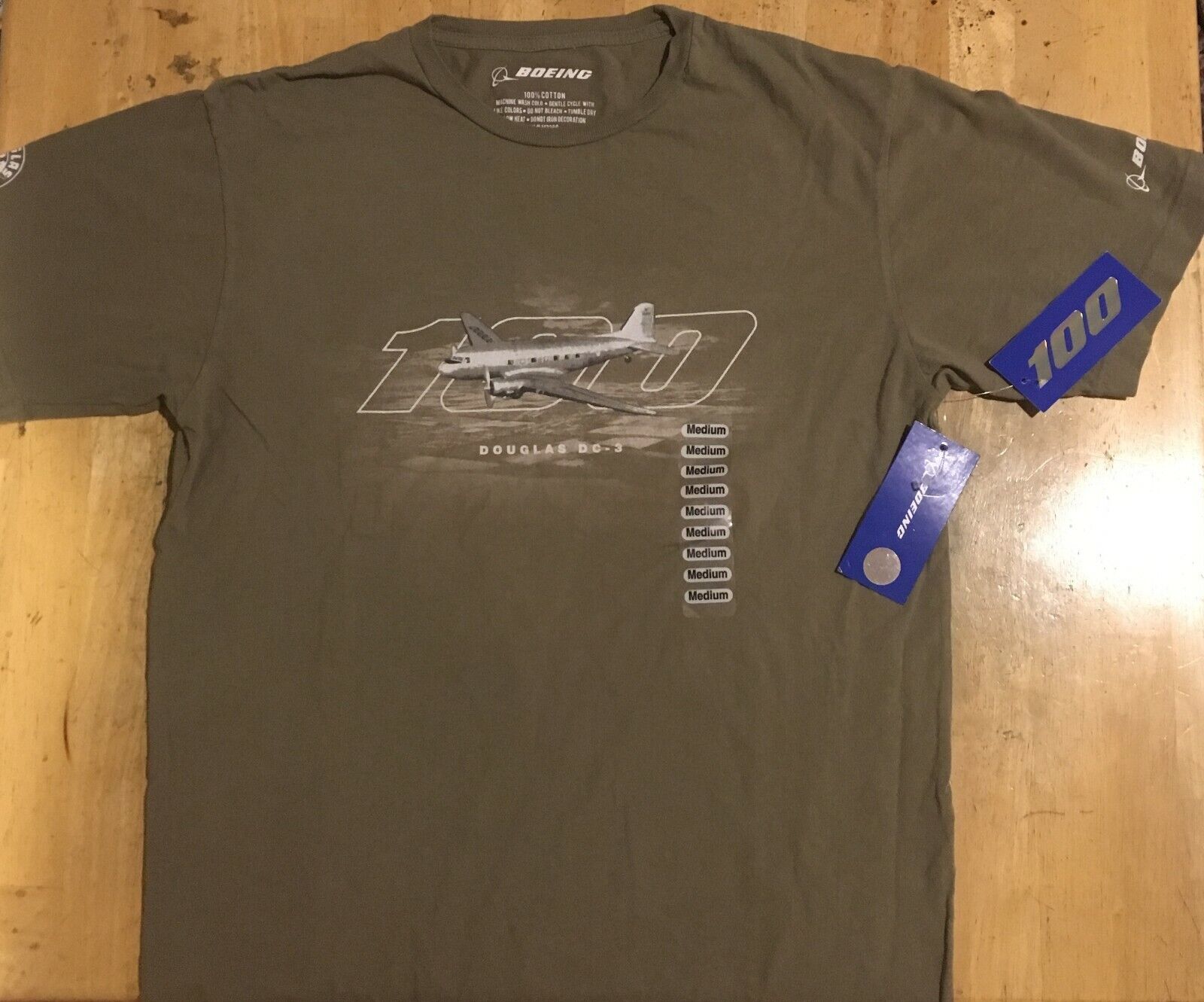 Douglas DC-3 Airplane Boeing 100 Year Commemorative T Shirt Medium New with Tags