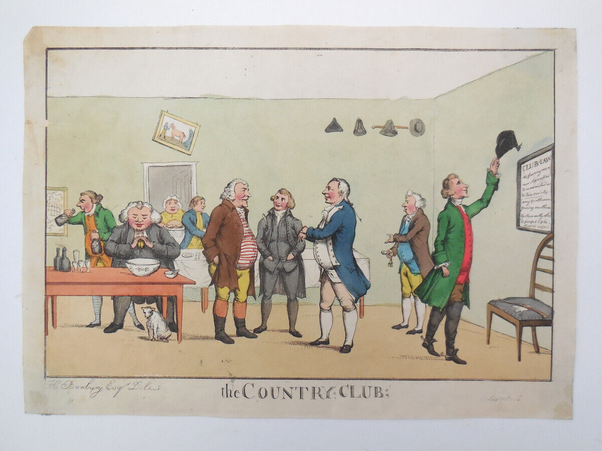 Henry W. Bunbury (British, 1750-1811) The Country Club Antique Georgian Cartoon
