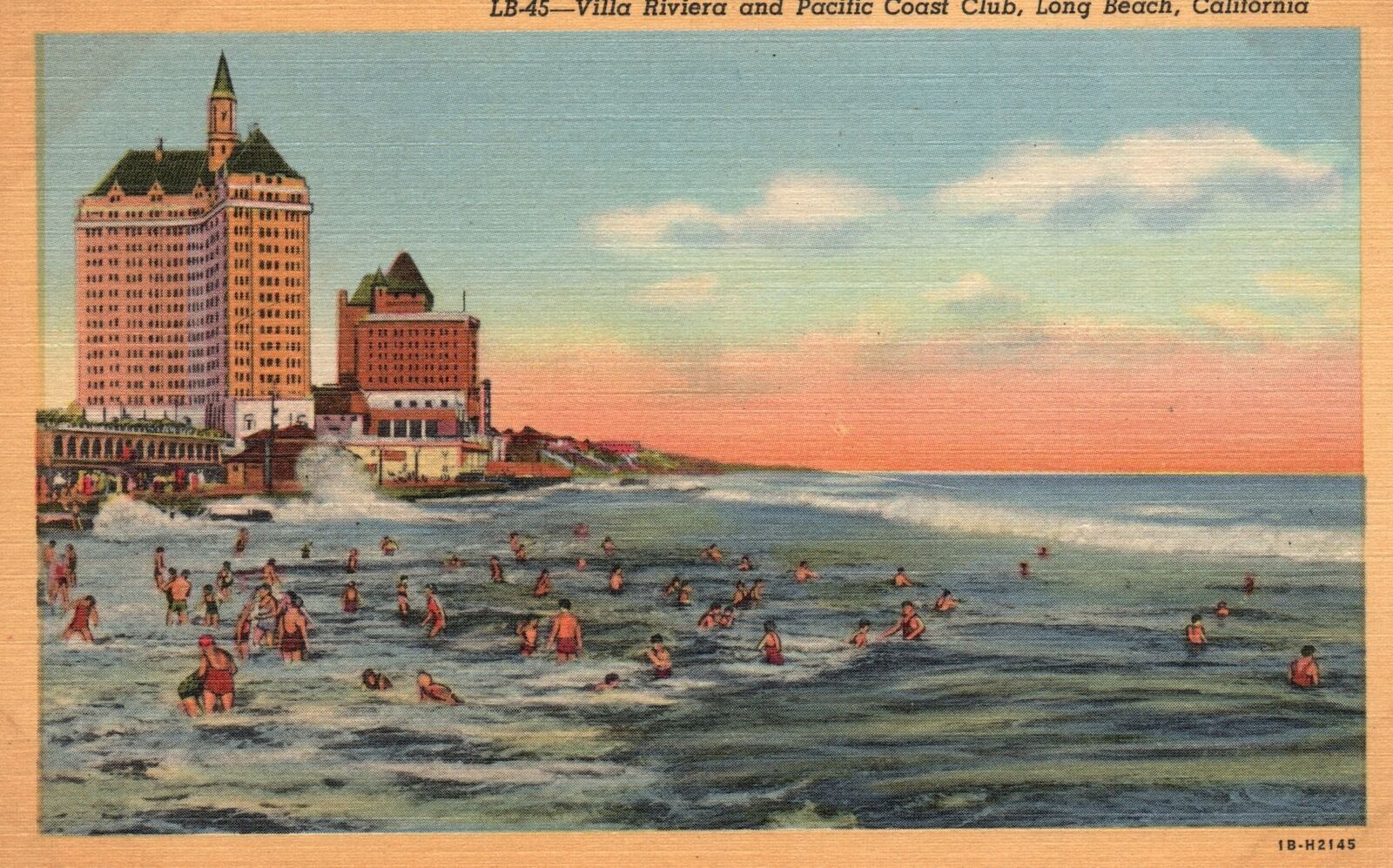 Vintage Postcard Villa Riviera & Pacific Coast Club Along Beaches California CA