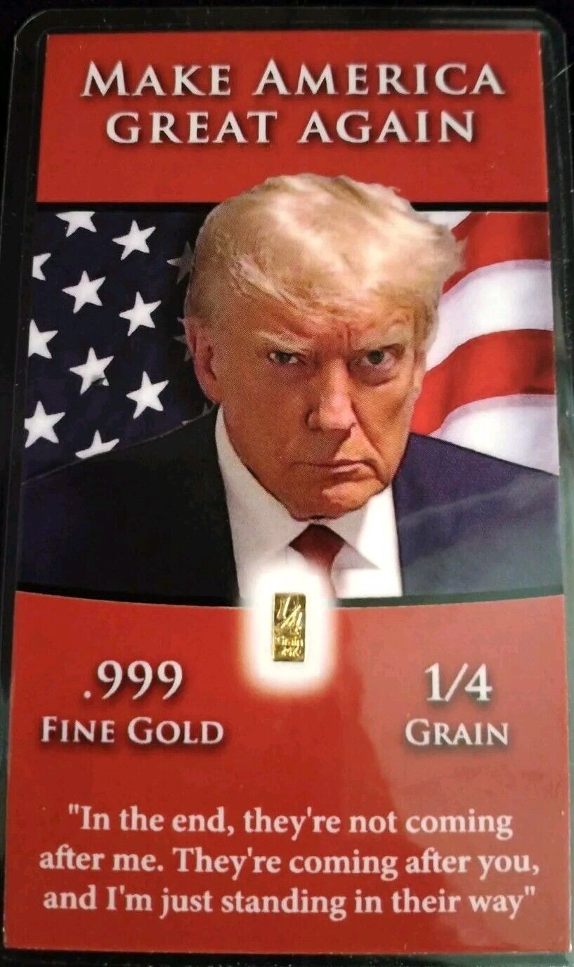 10x  MAGA Presiden Donald Trump Official Mugshot GOLD Pure Bullion Bar Cards