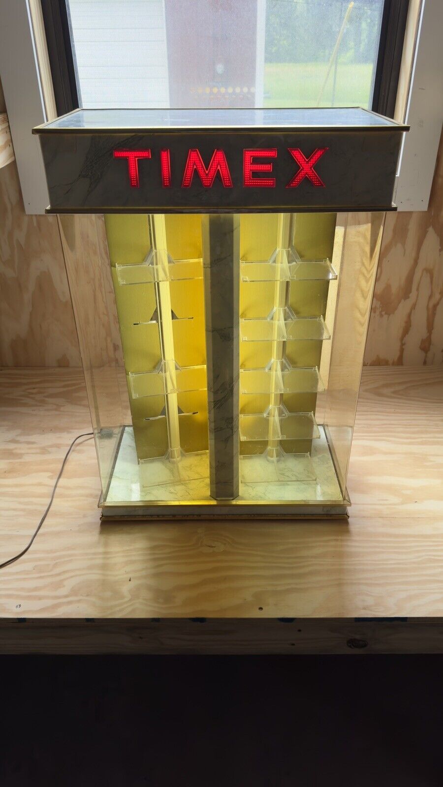 Rare Vintage Timex Electric Double shelf Rotating Lit Up 70s Watch Display Case.