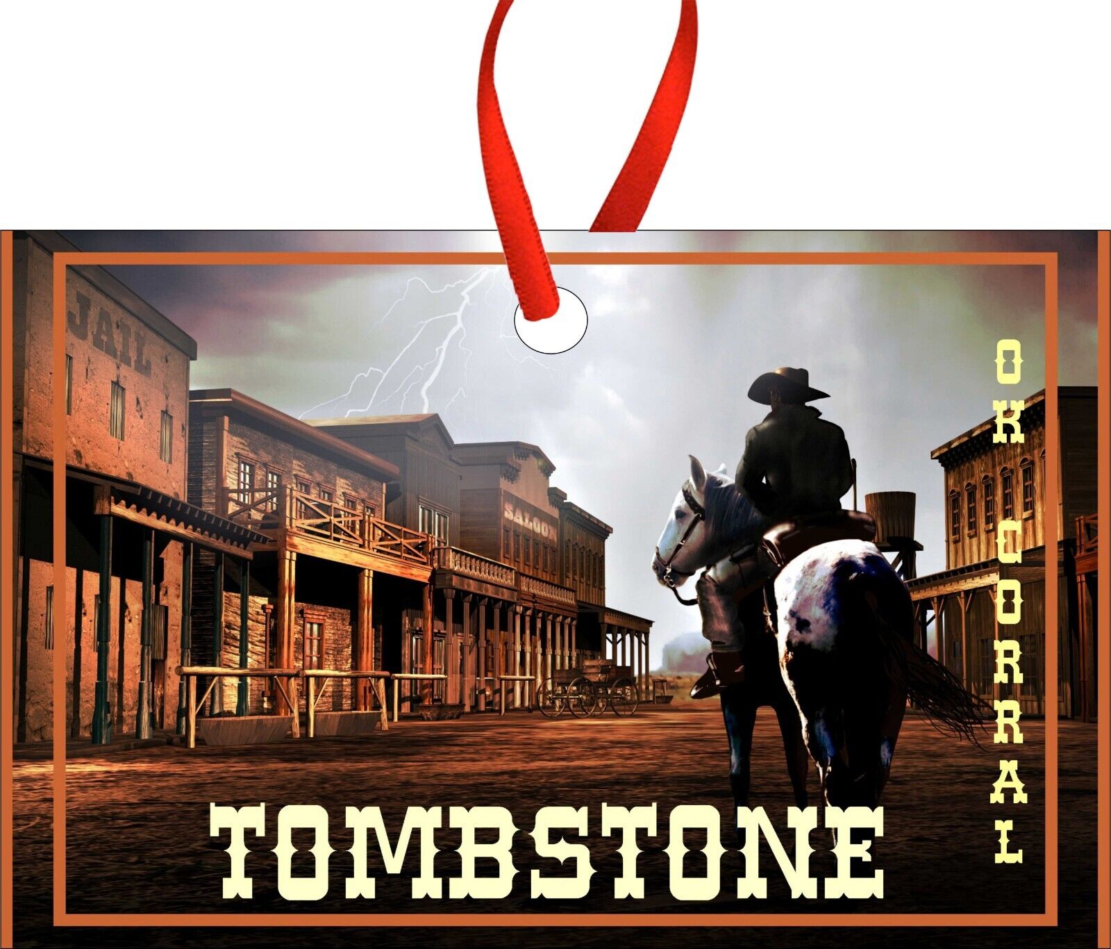 Tombstone Cowboy Art Christmas & Holiday Ornament TRAVEL POSTER ART