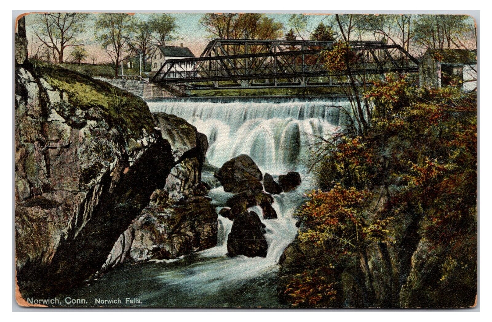 Antique Early 1900s- Norwich Falls - Norwich, Connecticut Postcard (Posted 1909)
