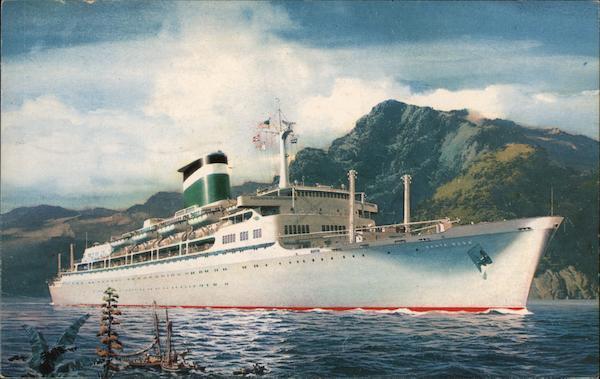 Cruise Ship 1959 Grace Line-Santa Rosa and Santa Paula F.A. Russo Inc. Postcard