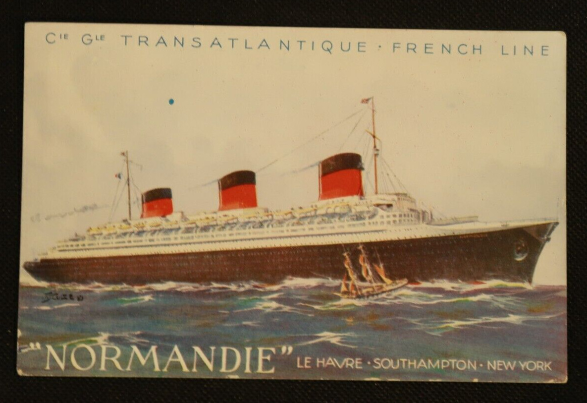 SS Normandie Normandy Le Havre Cle Gle Transatlantic French Line Postcard