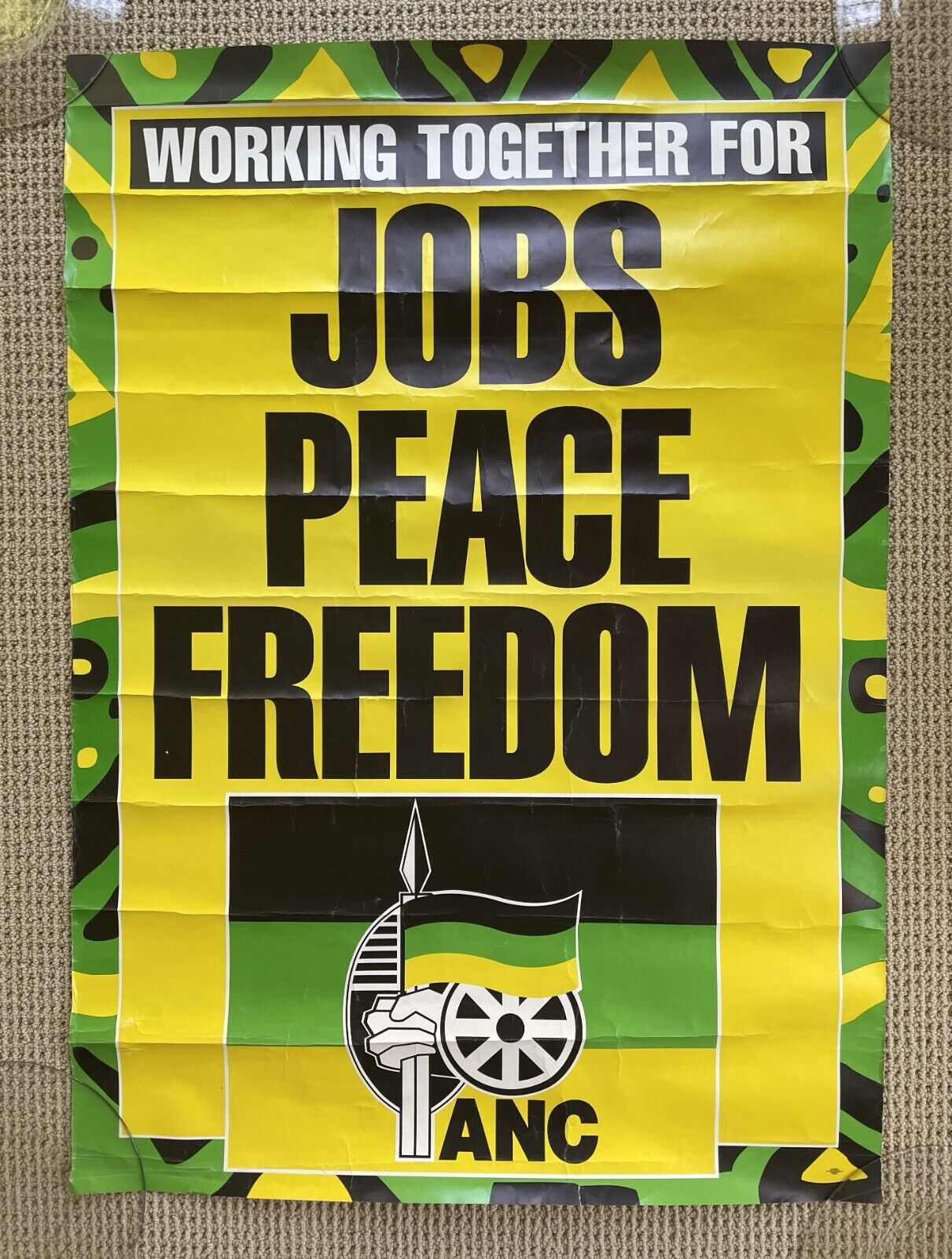 ANC - African Nation Congress Poster – Jobs Peace Freedom - Human Rights Vintage