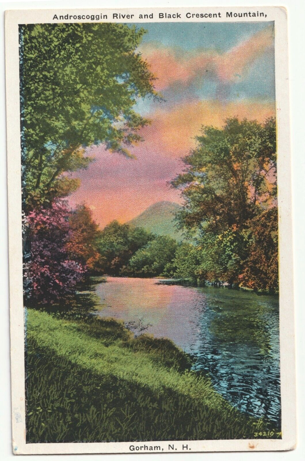 Androscoggin River and Black Crescent Mountains-Gorham, NH-1945 posted