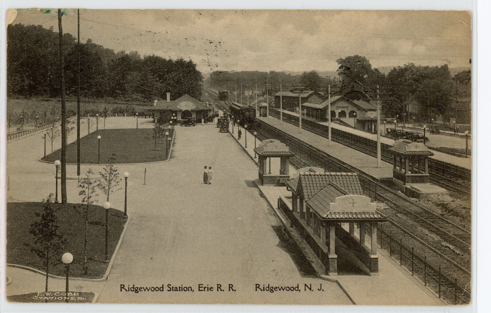Erie Railroad Station, Ridgewood, Bergen Cty, NJ  1917 postcard