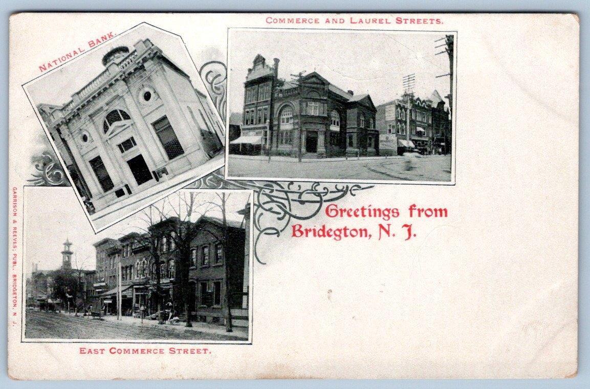 Pre1907 BRIDGETON NEW JERSEY*NJ*BANK*COMMERCE & LAUREL STREETS*GARRISON & REEVES